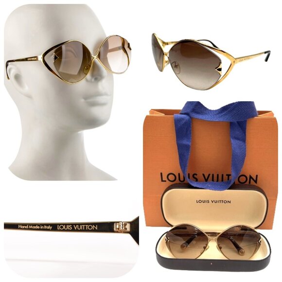 NIB Auc Louis Vuitton Laurel hand made Gradient Sunglasses Z0410U Brown Glitter - Picture 1 of 13